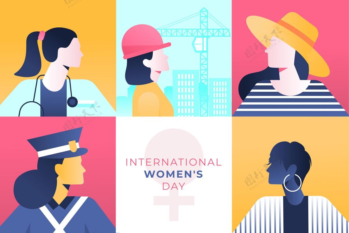 女人国际妇女节插画庆祝女人3月8日