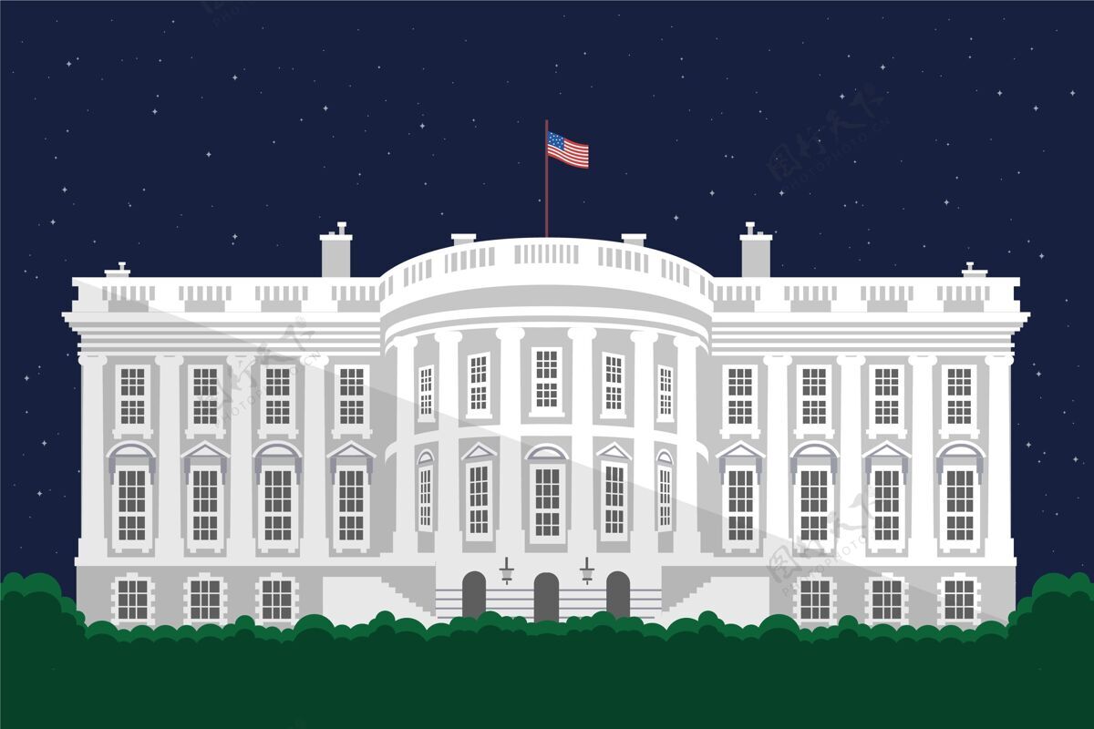 白宫白宫平面设计插画建筑美国美国