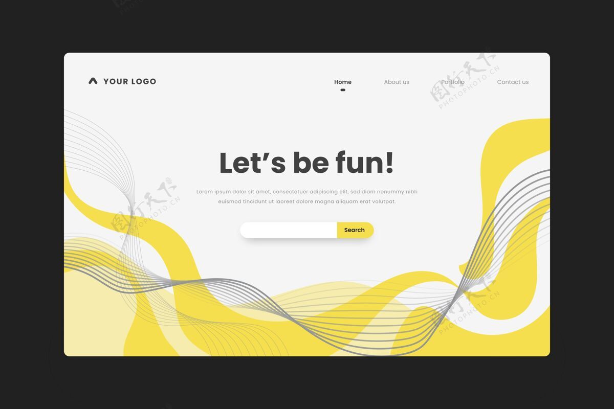 网站黄色和灰色摘要登录页模板目标页静态页