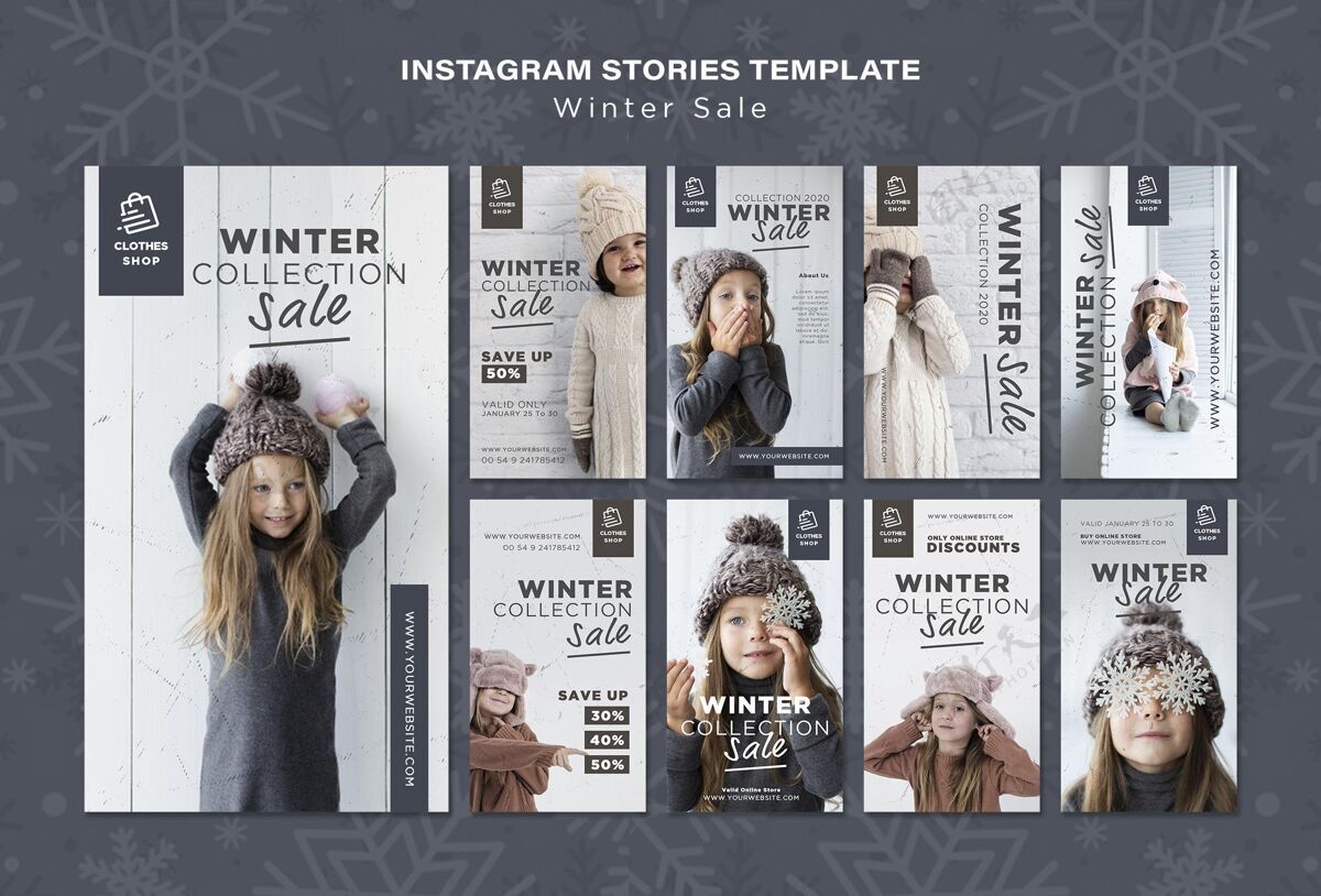 风格可爱儿童冬季系列销售instagram故事儿童时尚时尚