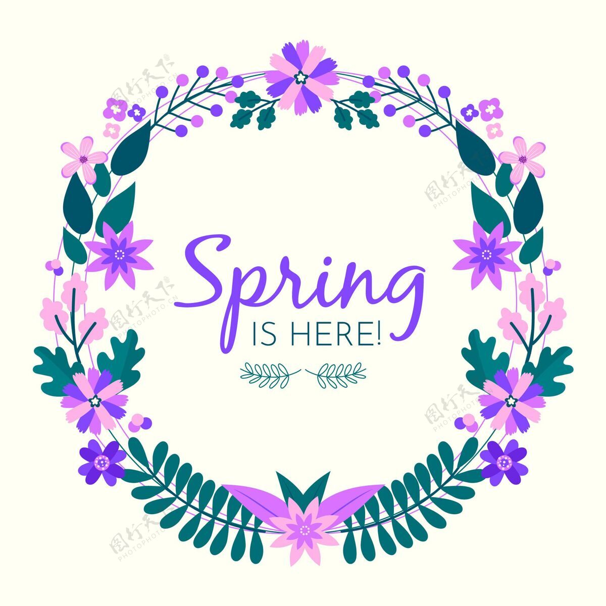 春天春季花架装饰自然绘制