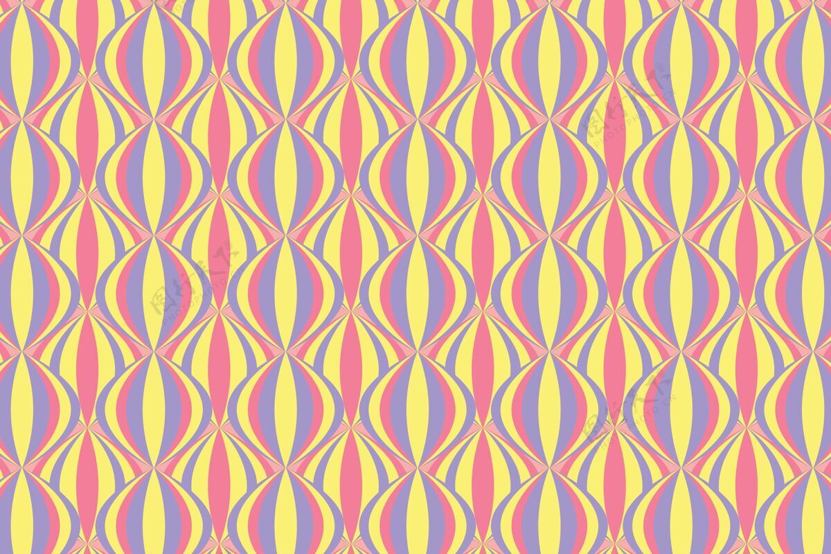 复古粉彩几何槽无缝模式元素抽象60年代
