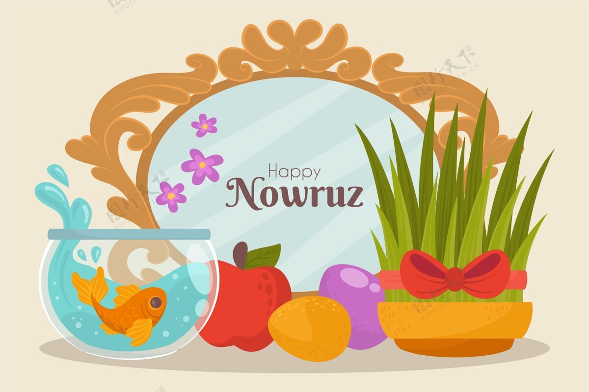 绘画手绘快乐nowruz节日庆典文化