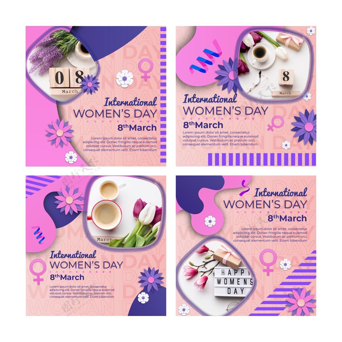 全球国际妇女节instagram帖子集假日妇女和女孩节邮政