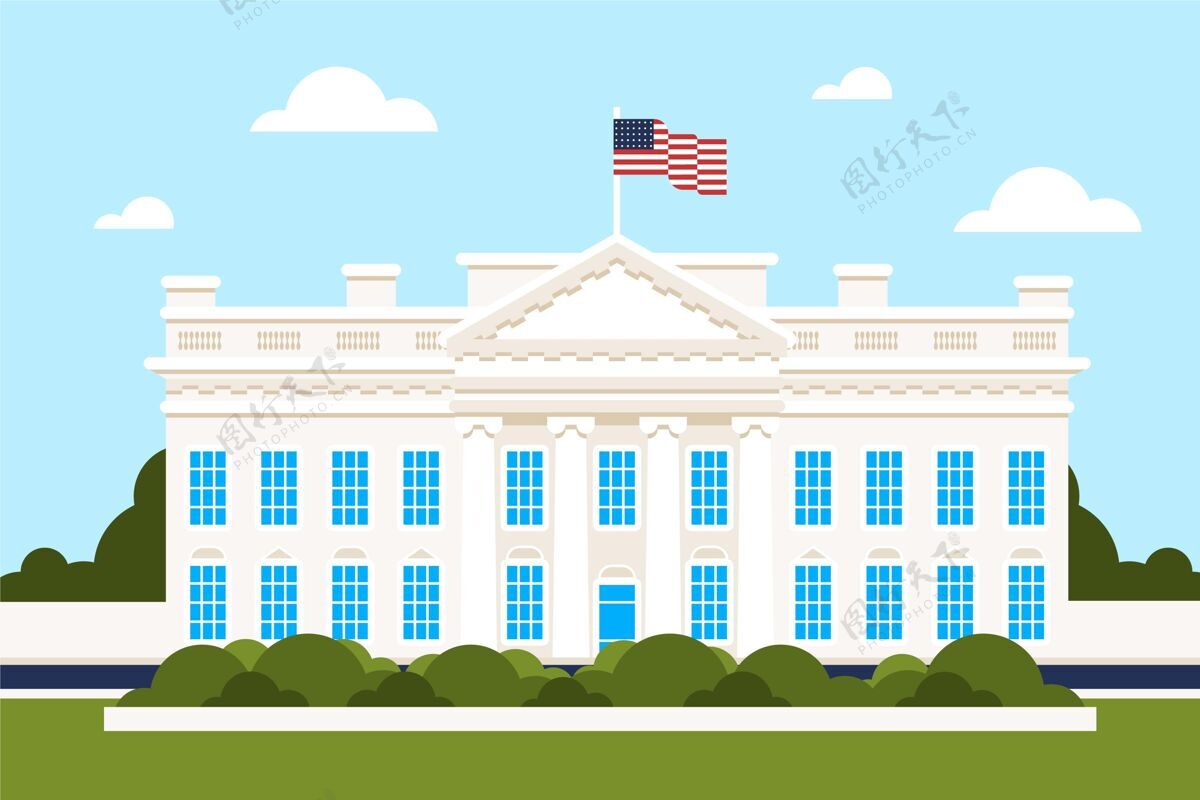 插图白昼中的白宫华盛顿建筑政治