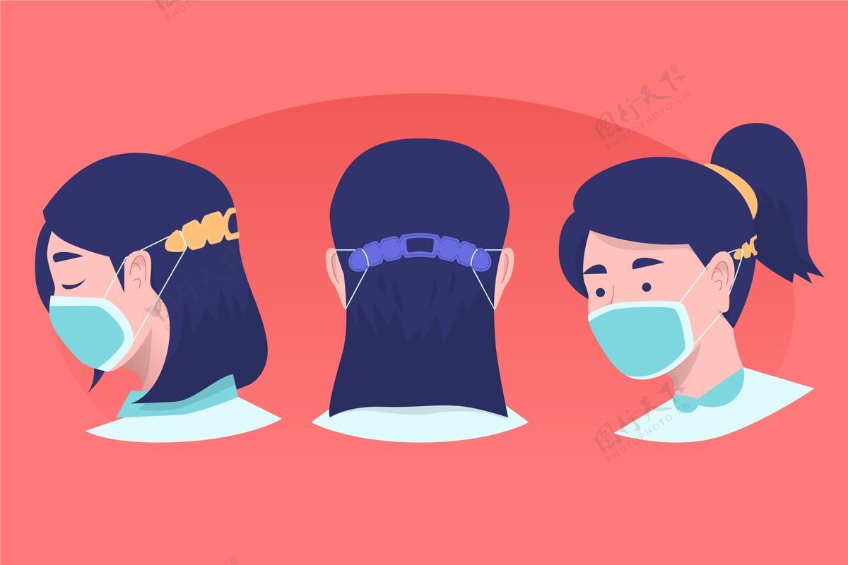 预防手绘的人戴着可调节的面罩带危险病毒健康