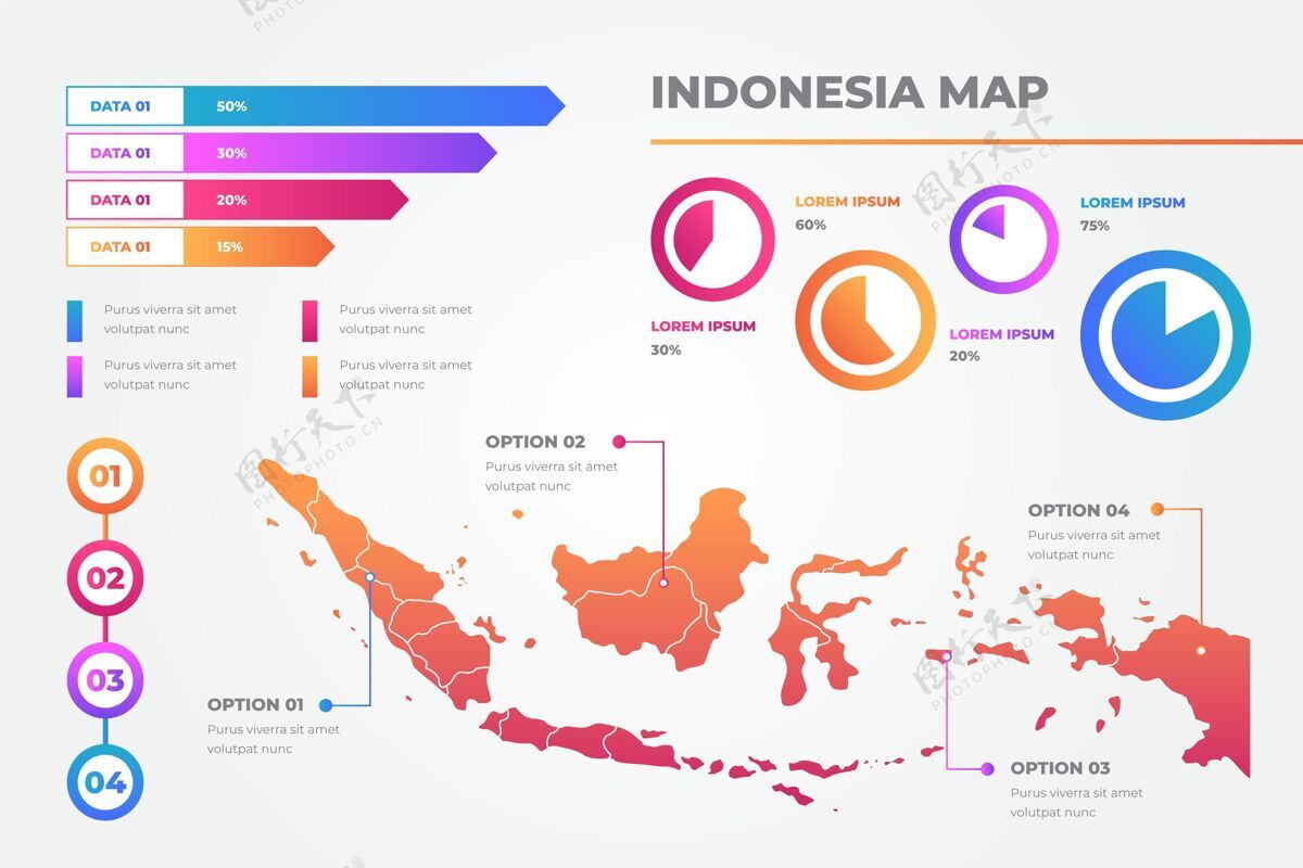 图形印尼地图信息图形模板印度尼西亚图表地图