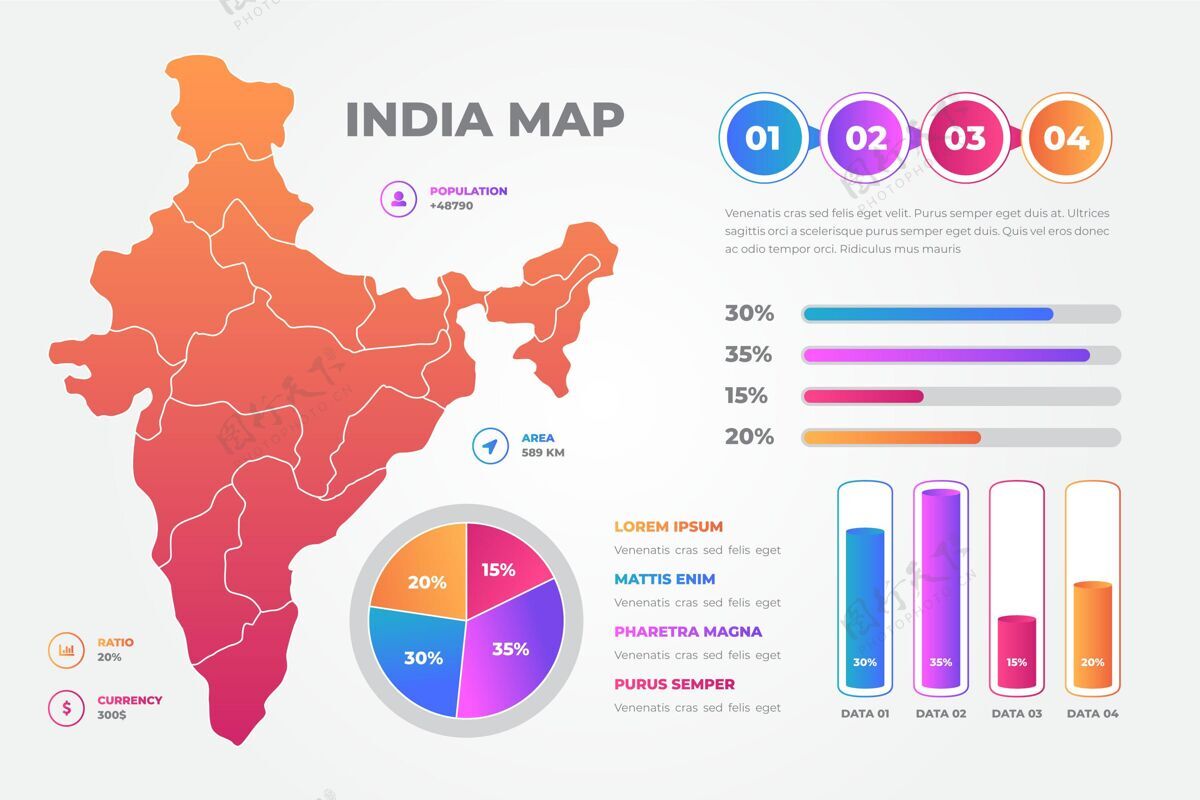 信息印度地图信息图形模板模板梯度图形