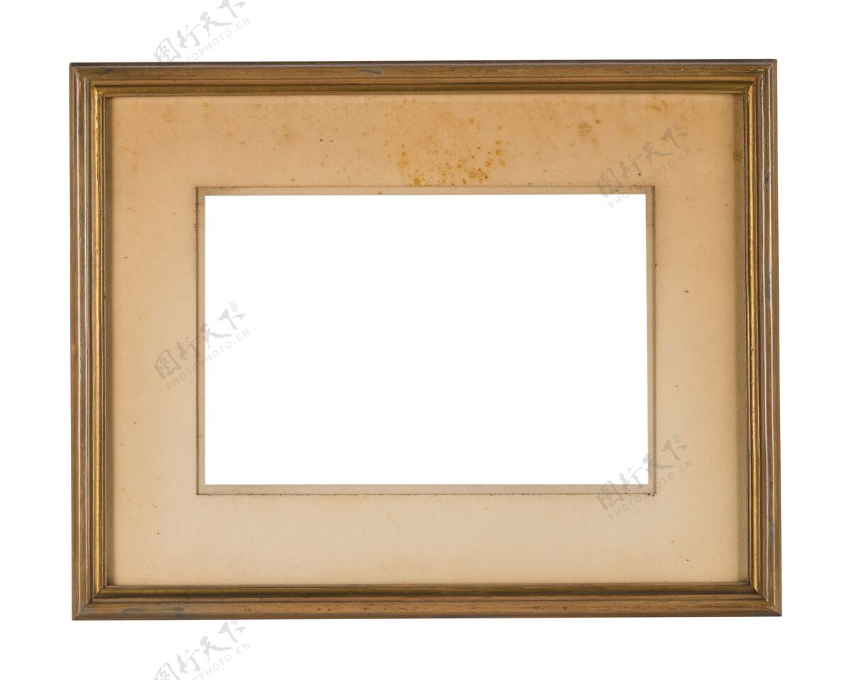 装饰简单的木制框架 金色边框画框古董空白