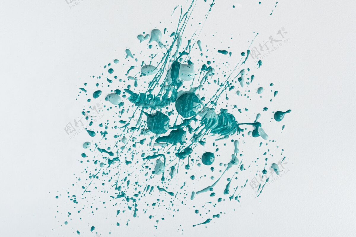 液体蓝色油漆飞溅的顶视图粘性质地光滑度