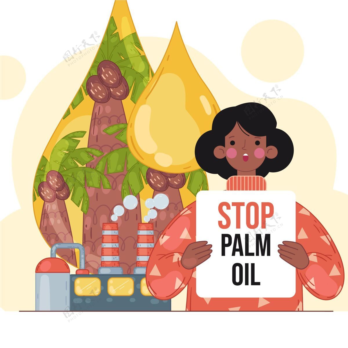 生产手绘棕榈油生产产业理念棕榈停止标志