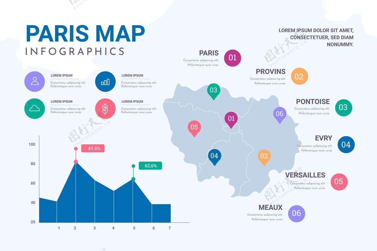 信息平面设计中的巴黎地图信息图地图平面设计信息图