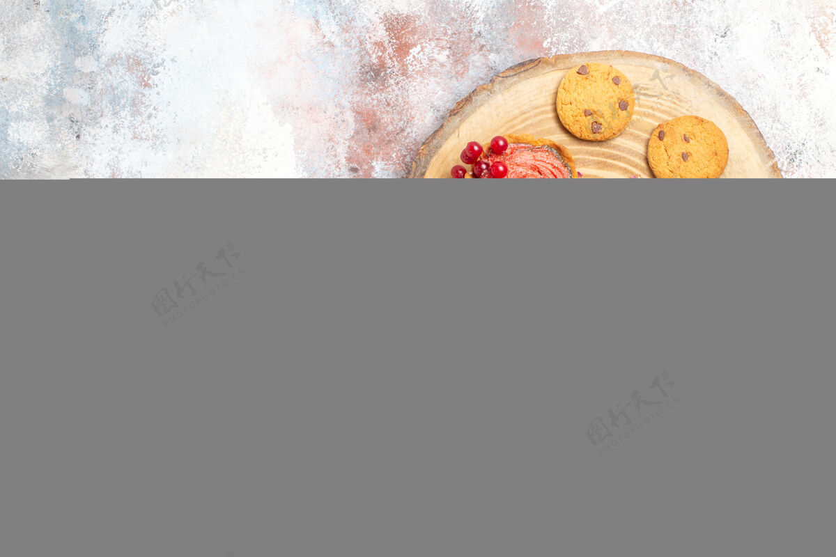 糖果俯瞰美味的奶油蛋糕和饼干小吃奶油饼干
