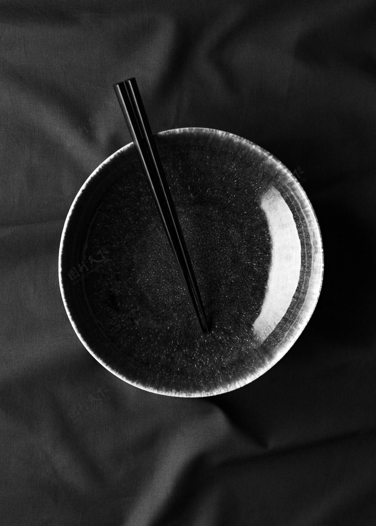 视图筷子碗顶视图陶瓷顶部视图餐具