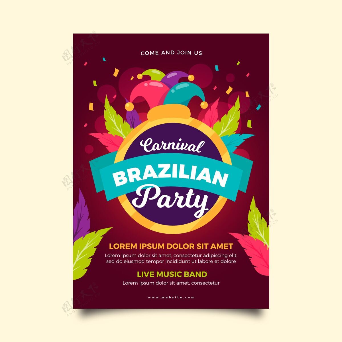 巴西巴西嘉年华海报模板平面设计设计印花伪装