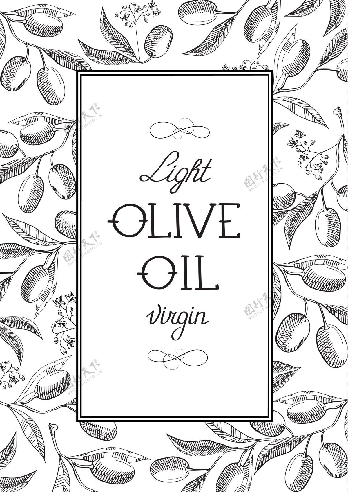 烹饪抽象轻橄榄油海报优雅素描绿色