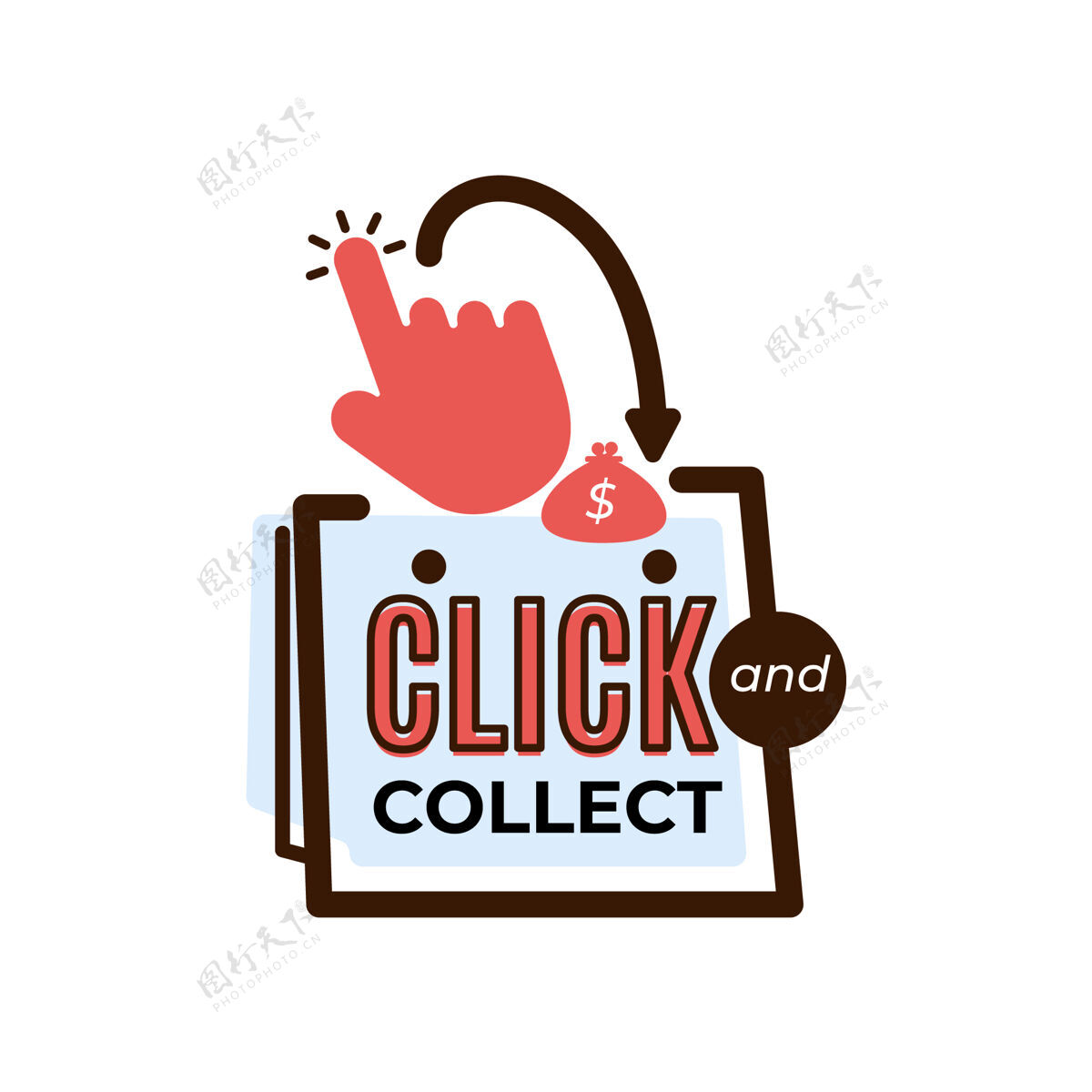 购买点击并收集详细的标志标志购物按钮网上购物