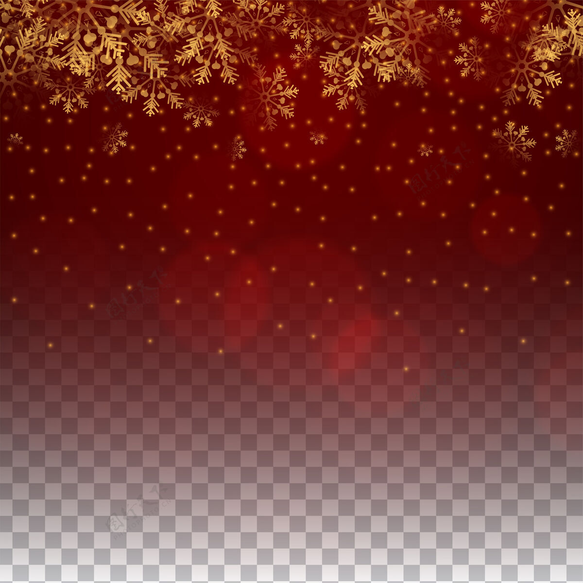 雪花圣诞快乐雪花红色透明背景圣诞节渐变红色