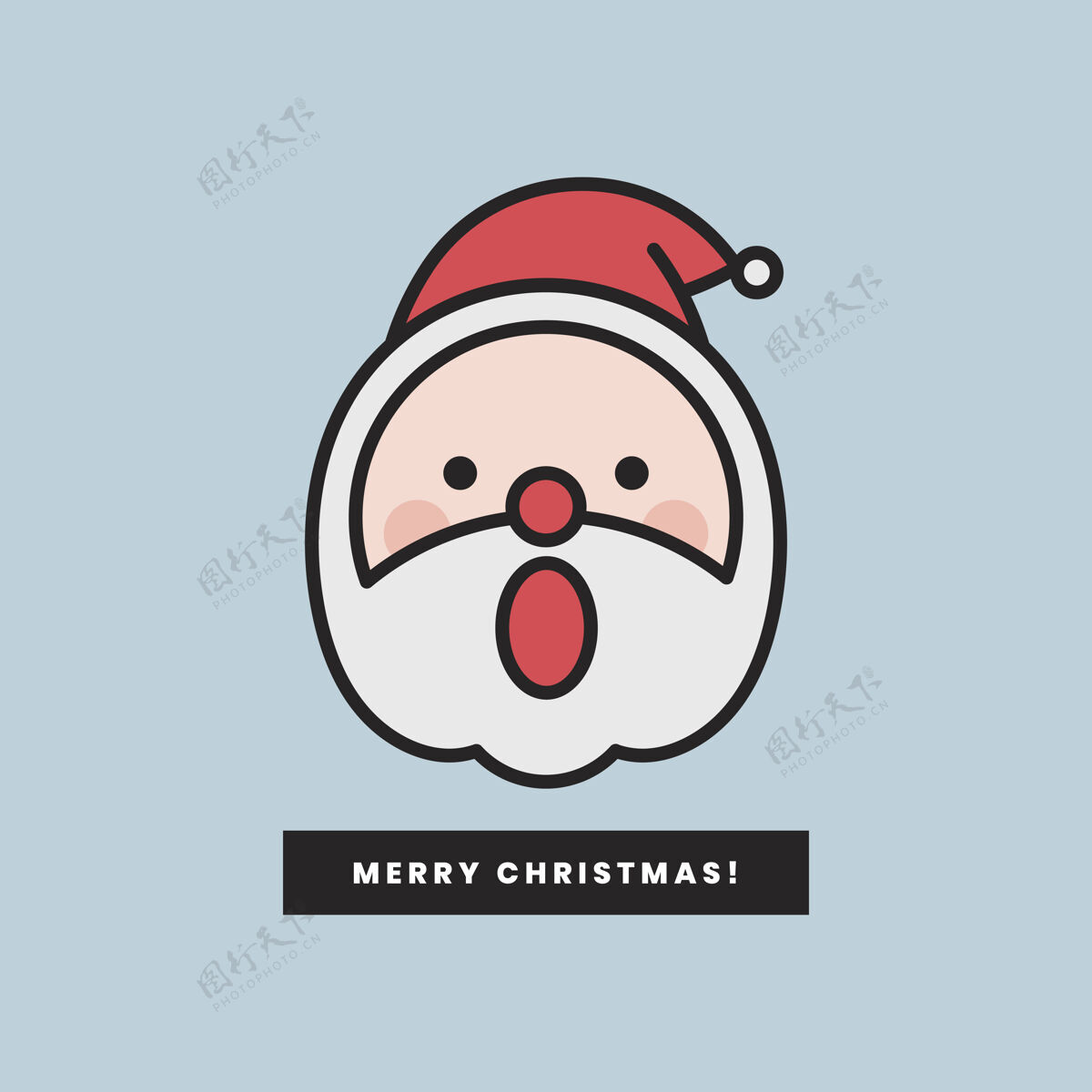 表情符号圣诞老人与张嘴表情和圣诞快乐的消息隔离微笑卡通措辞