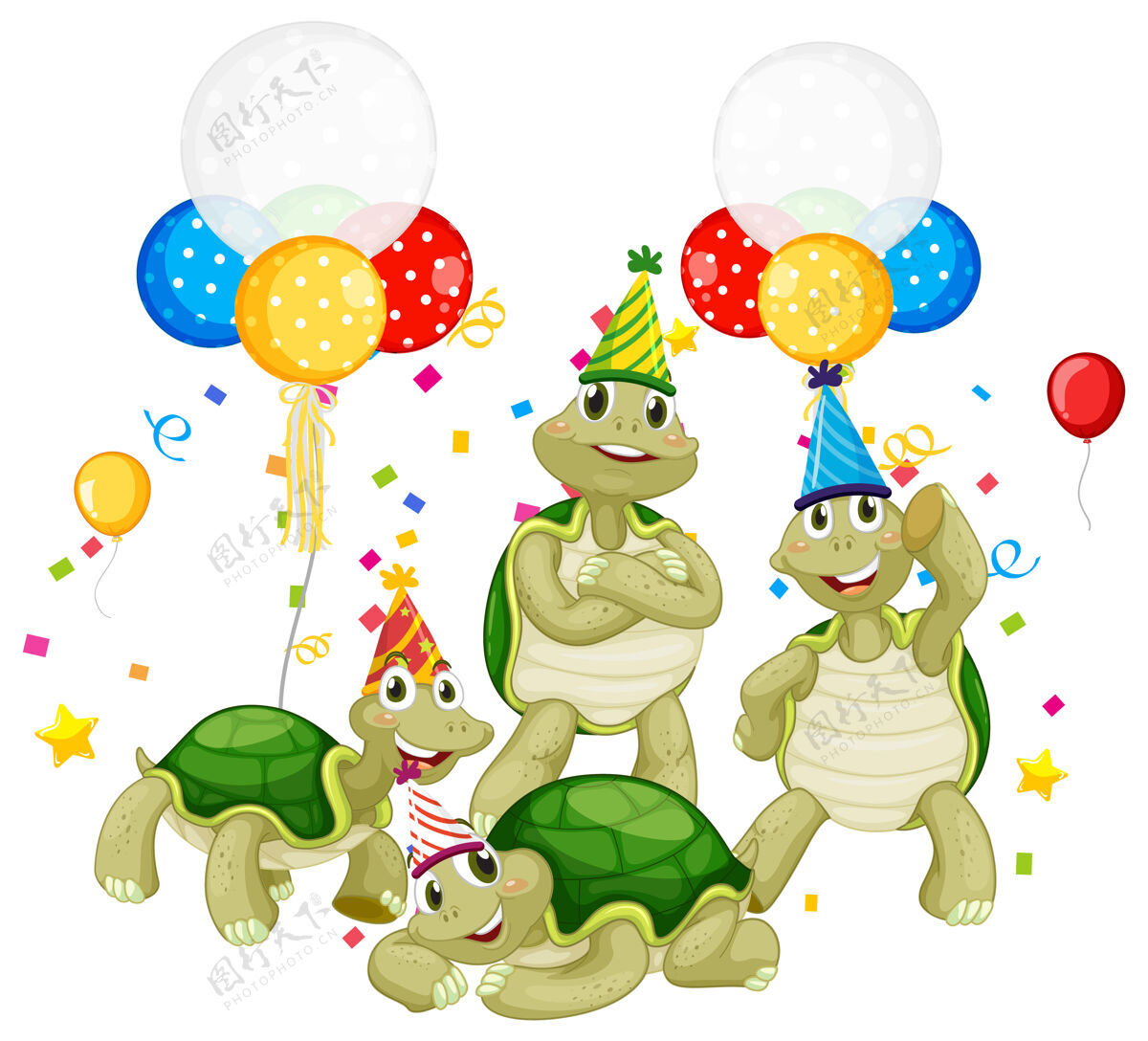 派对龟群在派对主题卡通人物白上生物可爱活着