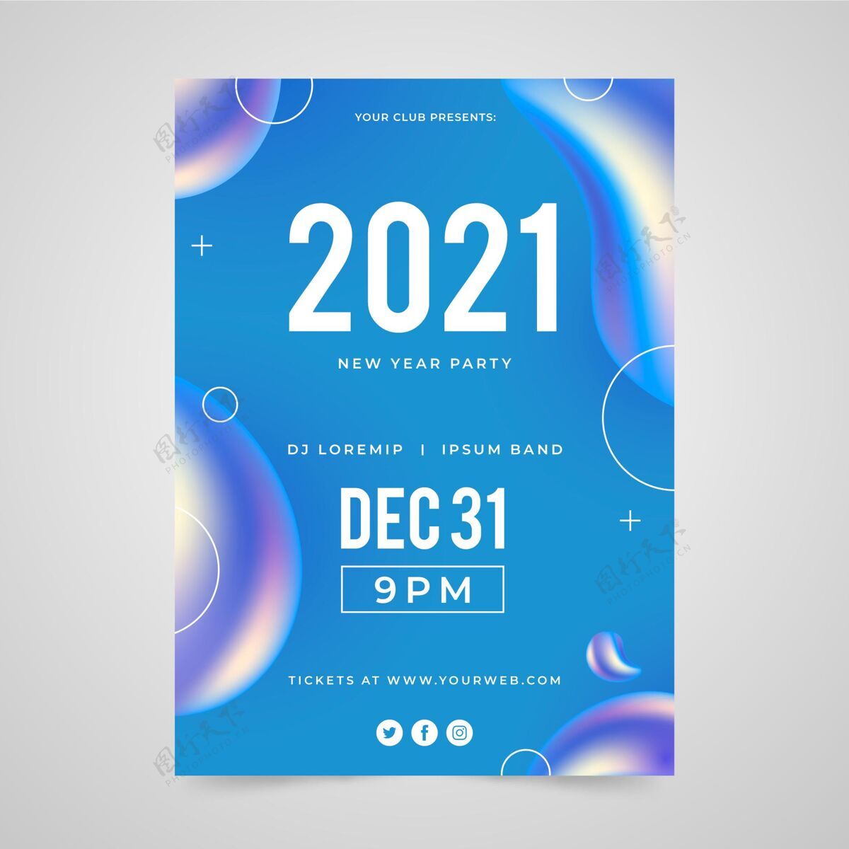 准备2021年新年派对海报模板摘要庆祝2021年31日事件
