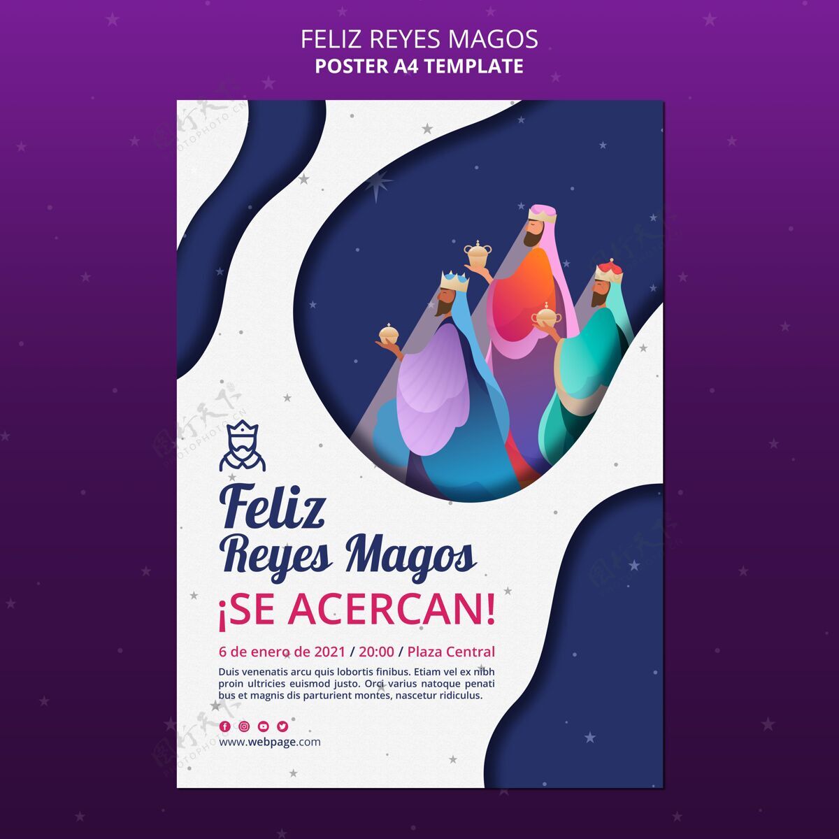 活动Felizreyesmagos广告模板海报传统神圣宗教