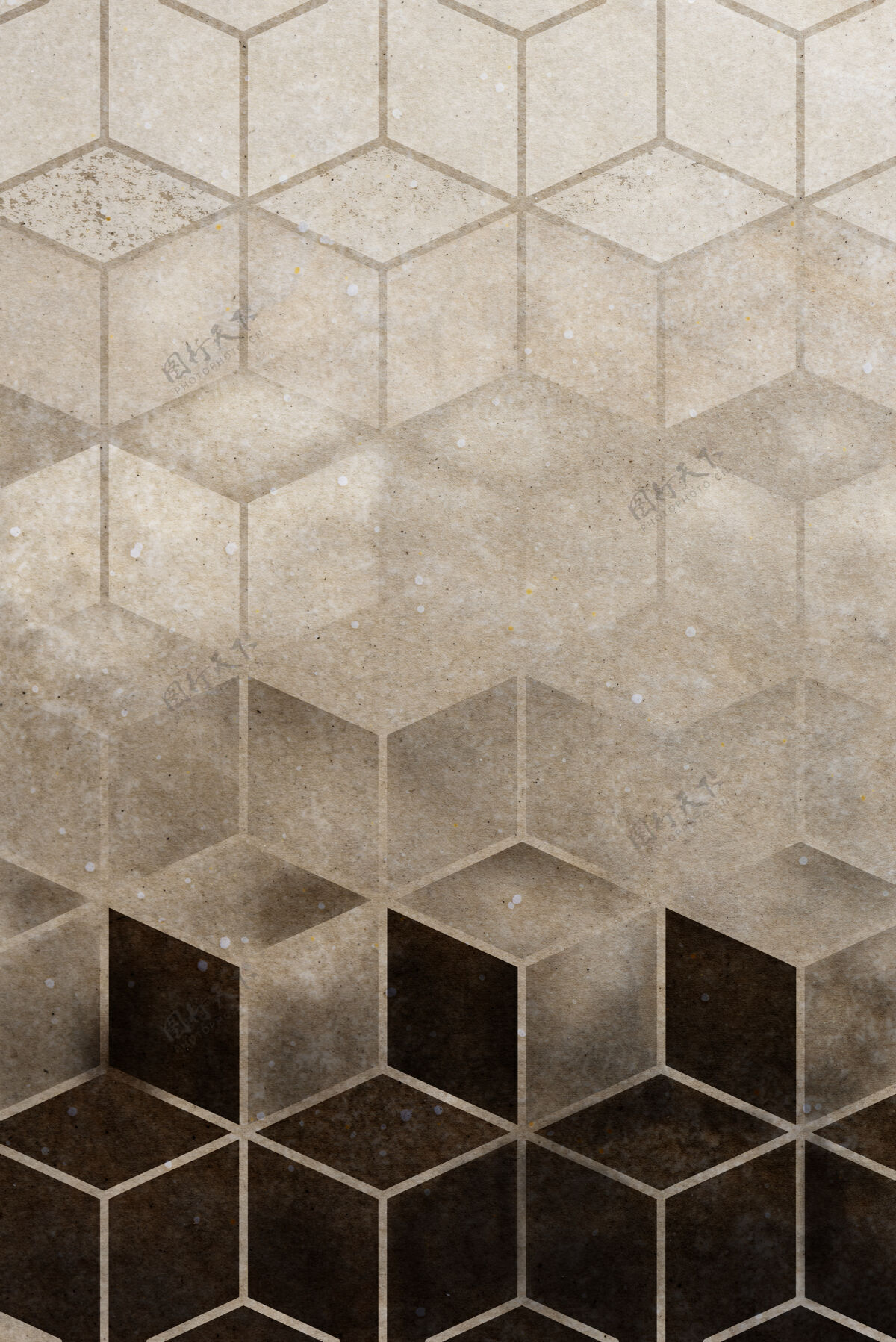 花式抽象棕色立方图案花岗岩几何时尚