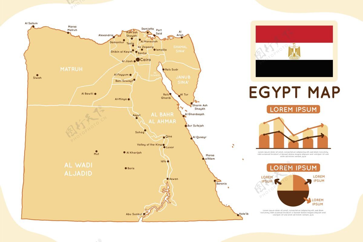 信息手绘埃及地图信息图信息图表模板图表